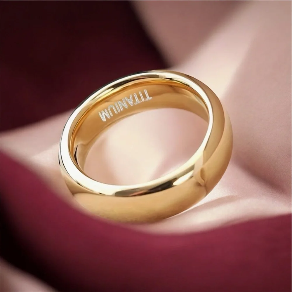 Panash 18K Gold Plated Titanium Wedding Band Ring 6mm NWT